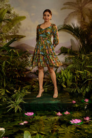 WOMEN'S MULTICOLOR MODAL SATIN AMBIKA SHORT DRESS