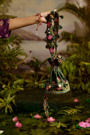 WOMEN'S GREEN MODAL SATIN KUMUD POTLI