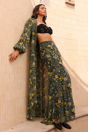 WOMEN'S BLACK - MULTI COLOR CHIFFON MIYO PANTS