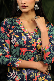 WOMEN'S BLUE MODAL SATIN ANAM KURTA SET