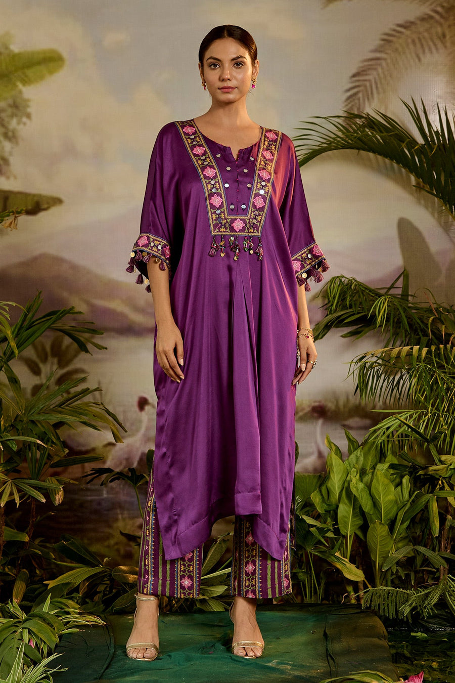 WOMEN'S PURPLE MODAL SATIN KUMARI PANTS