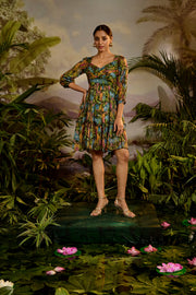 WOMEN'S MULTICOLOR MODAL SATIN AMBIKA SHORT DRESS