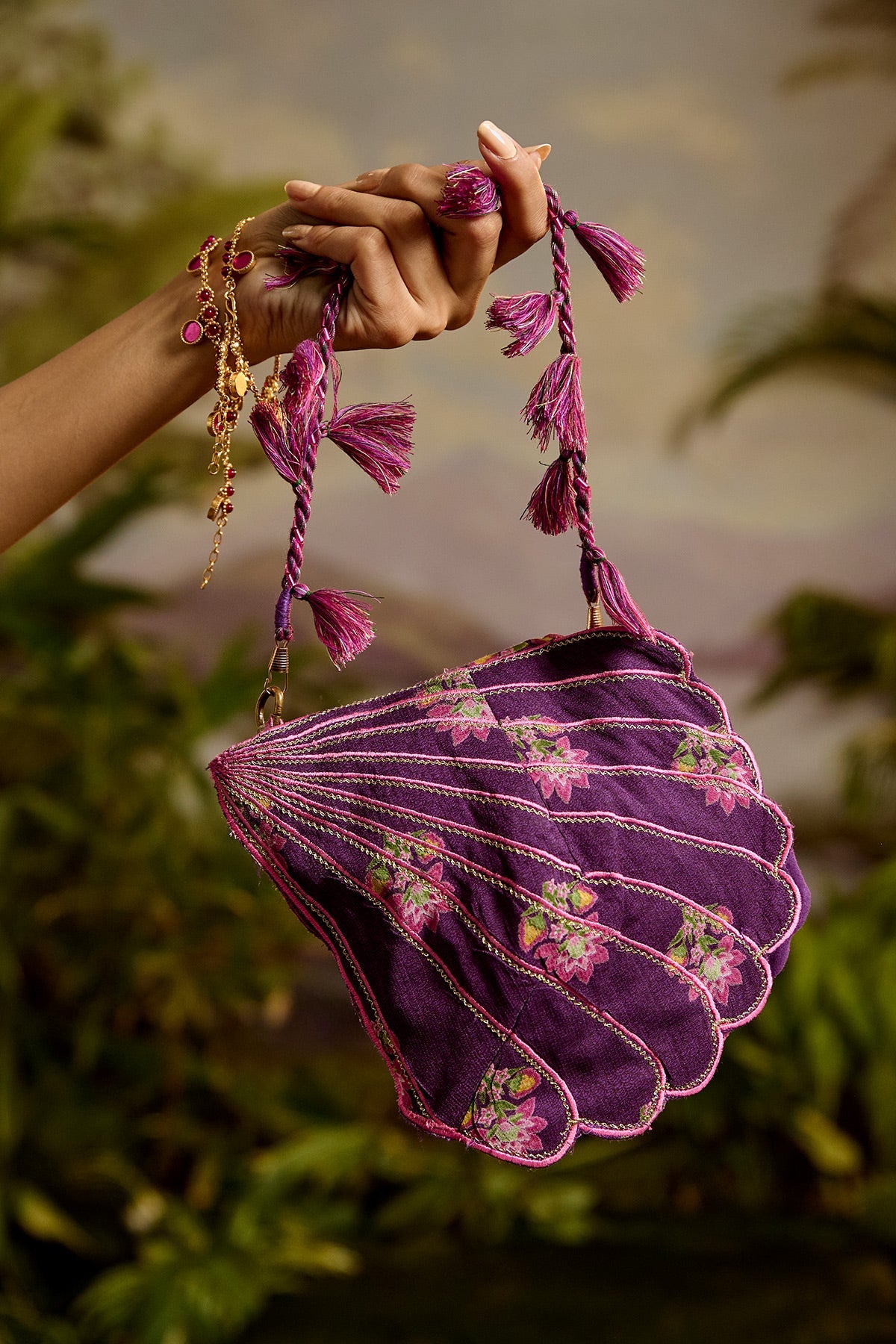 WOMEN'S PURPLE MODAL SATIN SHAILAJA POTLI