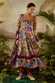 WOMEN'S MULTICOLOR MODAL SATIN SITA ANARKALI KURTA