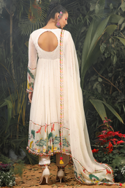 WOMEN'S WHITE CHIFFON NOORI ANARKALI SET