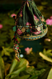 WOMEN'S GREEN MODAL SATIN KUMUD POTLI