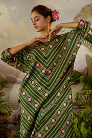 WOMEN'S GREEN MODAL SATIN TAHIR PANTS