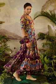 WOMEN'S MULTICOLOR MODAL SATIN SITA ANARKALI SET