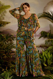 WOMEN'S MULTICOLOR MODAL SATIN GAAYA CO-ORD SET