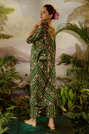 WOMEN'S GREEN MODAL SATIN TAHIR PANTS