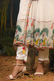 WOMEN'S WHITE CHIFFON NOORI ANARKALI SET