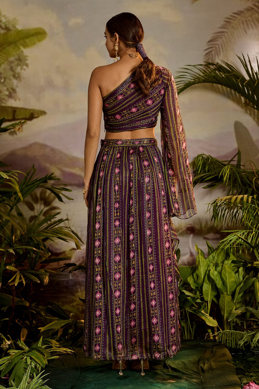 WOMEN'S MULTICOLOR  SHARVARI SKIRT SET