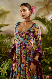 WOMEN'S MULTICOLOR MODAL SATIN SITA ANARKALI KURTA