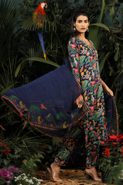 WOMEN'S BLUE MODAL SATIN ANAM KURTA SET