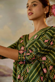 WOMEN'S GREEN MODAL SATIN TAHIR PANTS