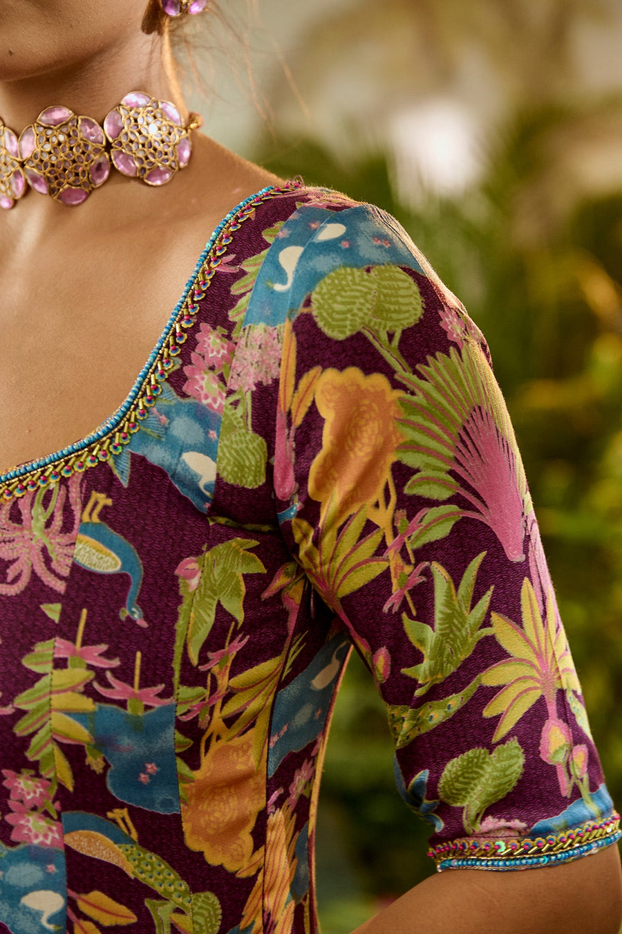 WOMEN'S MULTICOLOR MODAL SATIN SITA ANARKALI KURTA