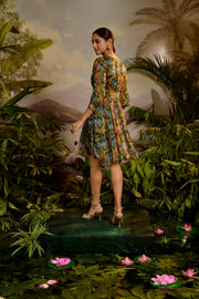 WOMEN'S MULTICOLOR MODAL SATIN AMBIKA SHORT DRESS