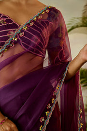 WOMEN'S PURPLE CHIFFON AND GEORGETTE NAILA BLOUSE