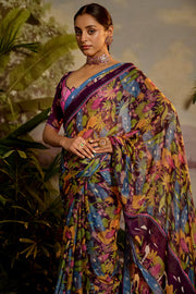 WOMEN'S MULTICOLOR CHIFFON SAMANDAR SAREE