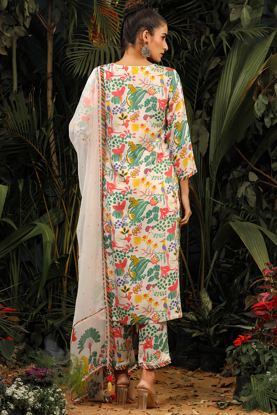 WOMEN'S WHITE MODAL SATIN AMBAR KURTA SET