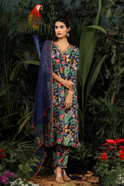 WOMEN'S BLUE MODAL SATIN ANAM KURTA SET