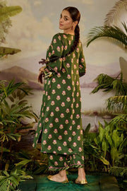 WOMEN'S GREEN MODAL SATIN RUHANI PANT