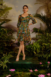 WOMEN'S MULTICOLOR MODAL SATIN AMBIKA SHORT DRESS