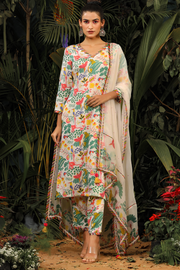 WOMEN'S WHITE MODAL SATIN AMBAR KURTA SET