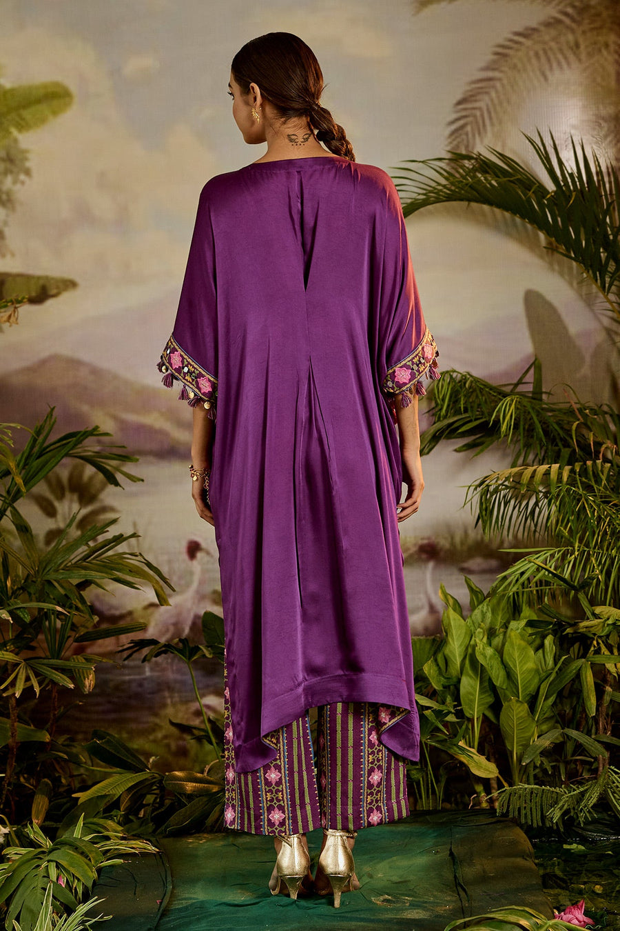 WOMEN'S PURPLE MODAL SATIN KUMARI PANTS