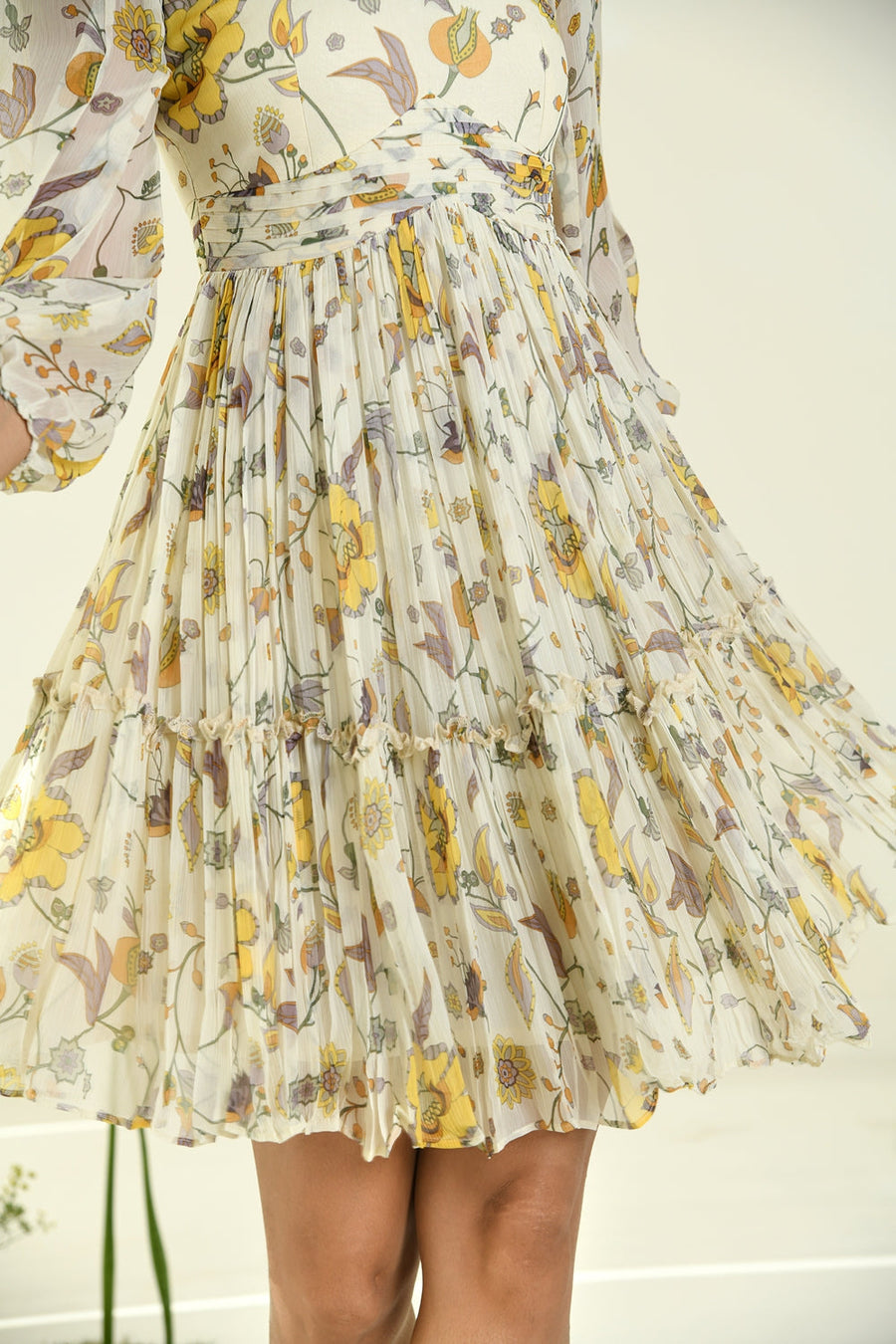 WOMEN'S BEIGE CHIFFON HONEYDROP DRESS