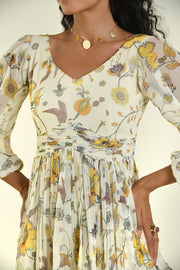 WOMEN'S BEIGE CHIFFON HONEYDROP DRESS