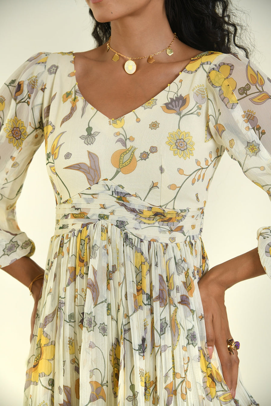 WOMEN'S BEIGE CHIFFON HONEYDROP DRESS