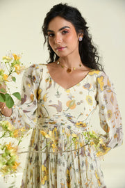 WOMEN'S BEIGE CHIFFON HONEYDROP DRESS