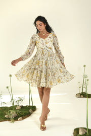 WOMEN'S BEIGE CHIFFON HONEYDROP DRESS