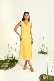 WOMEN'S YELLOW COTTON LINEN SUNSHINE DRESS