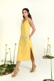 WOMEN'S YELLOW COTTON LINEN SUNSHINE DRESS