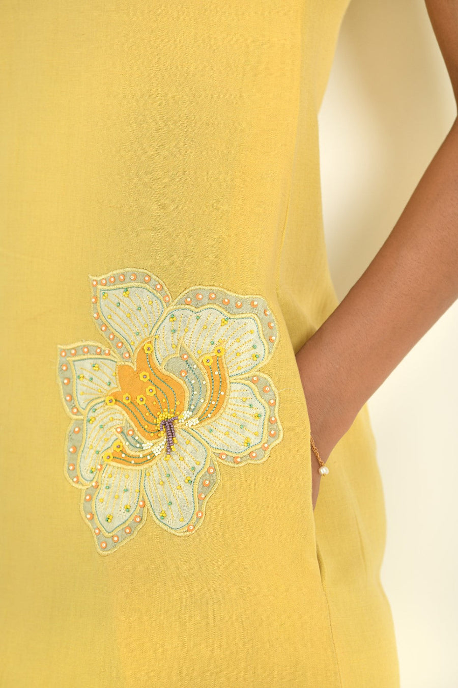 WOMEN'S YELLOW COTTON LINEN SUNSHINE DRESS