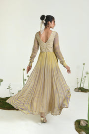 WOMEN'S YELLOW & PURPLE CHIFFON SUNBEAM DRESS