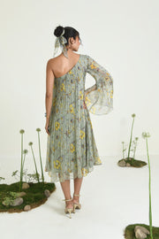 WOMEN'S GREEN CHIFFON WISHFUL DRESS