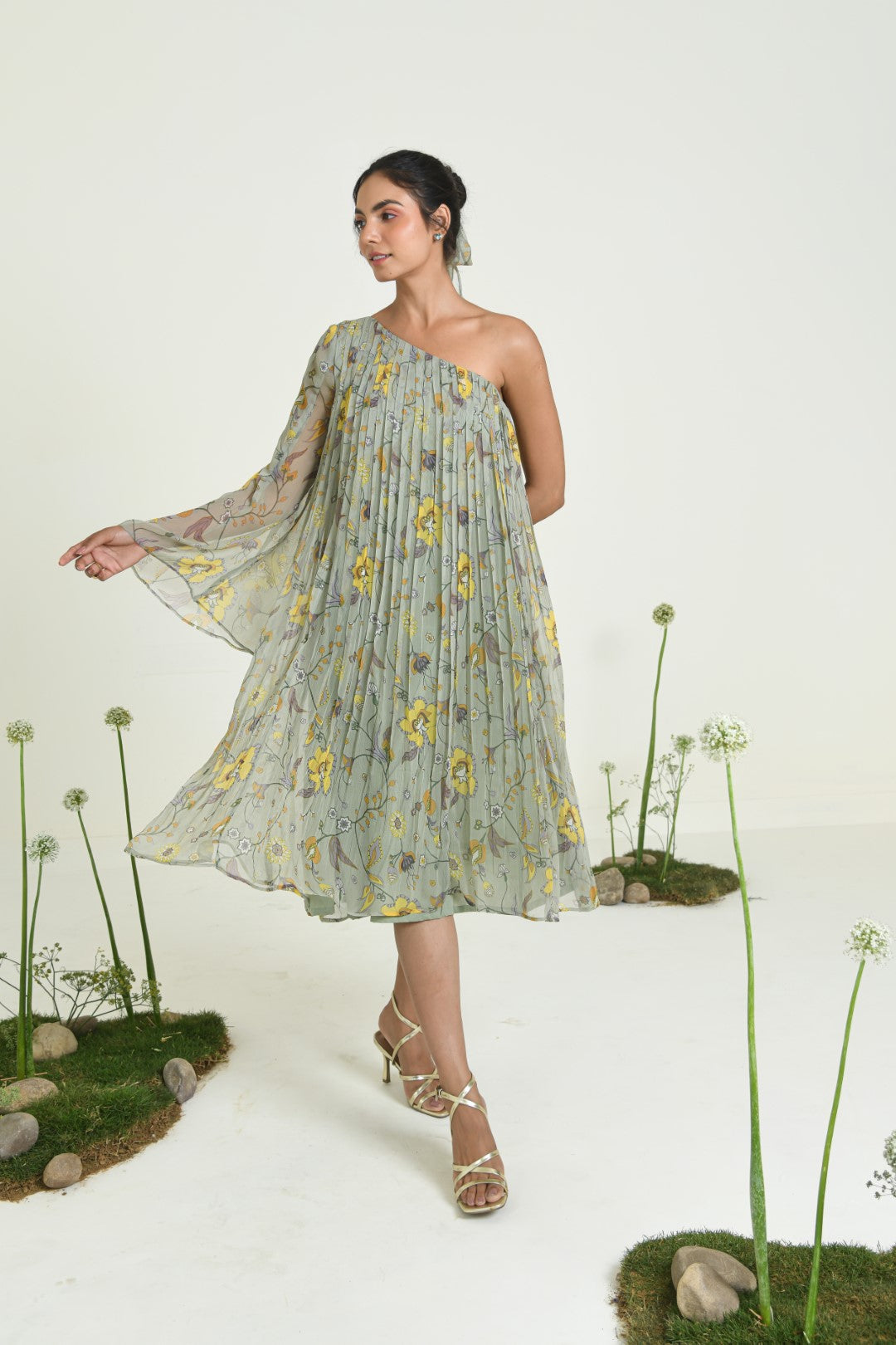 WOMEN'S GREEN CHIFFON WISHFUL DRESS