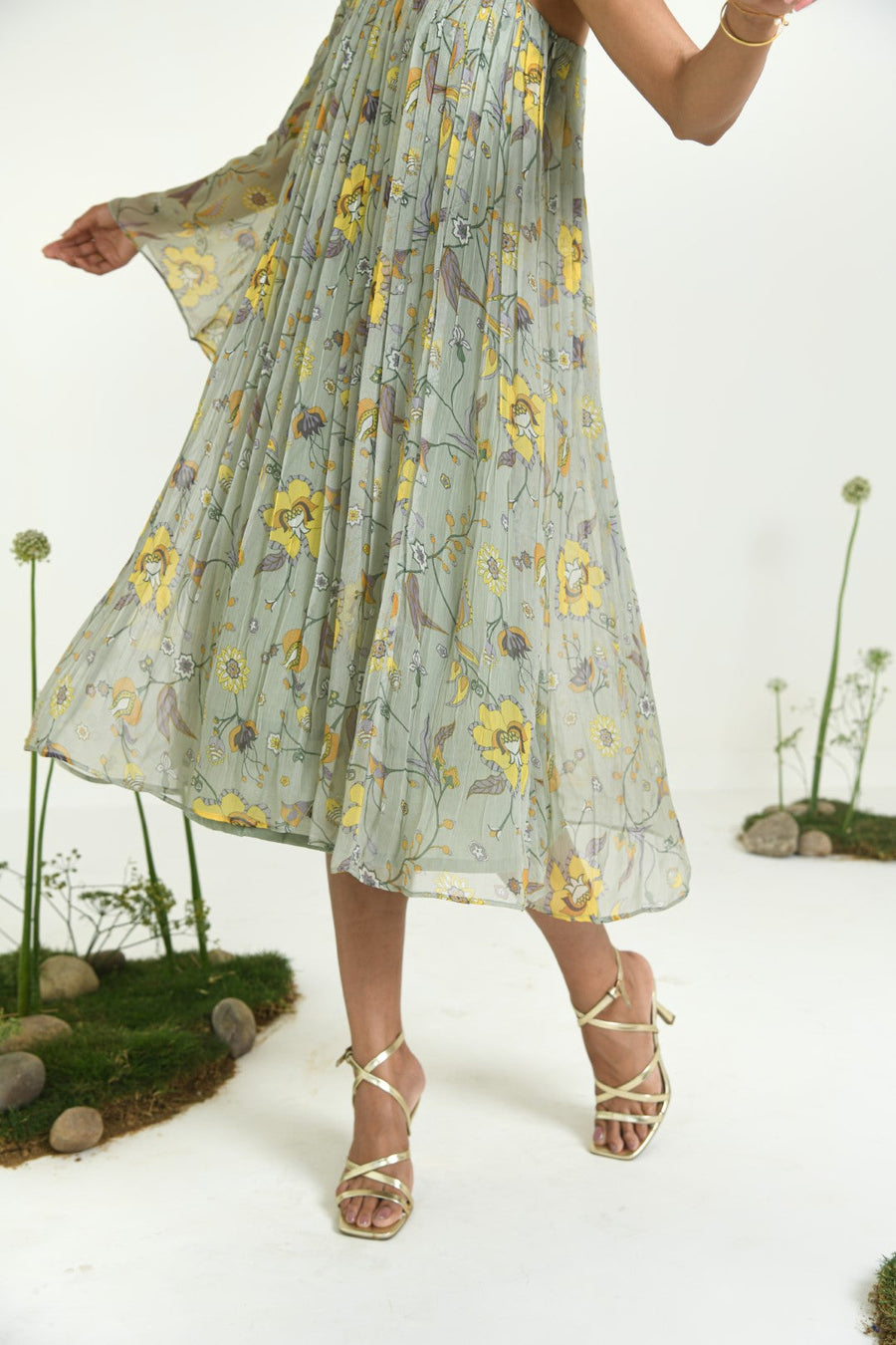 WOMEN'S GREEN CHIFFON WISHFUL DRESS