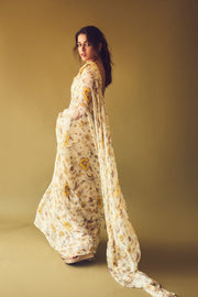 WOMEN'S BEIGE CHIFFON SUNDRENCHED SAREE SET