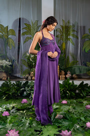 WOMEN'S PURPLE CREPE ATHMIKA ANARKALI SET