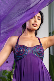 WOMEN'S PURPLE CREPE ATHMIKA ANARKALI SET