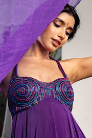 WOMEN'S PURPLE CREPE ATHMIKA ANARKALI SET