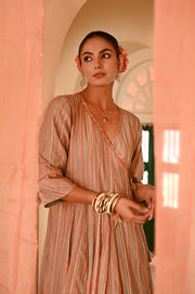 WOMEN'S MULTICOLOR CHANDERI CHANDBAGH ANARKALI SET