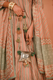 WOMEN'S MULTICOLOR CHANDERI CHANDBAGH ANARKALI SET