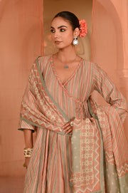 WOMEN'S MULTICOLOR CHANDERI CHANDBAGH ANARKALI SET