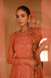 WOMEN'S ORANGE CHIFFON  SURAJPOLE GHARARA SET
