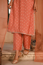 WOMEN'S ORANGE MUSLIN - B CHANDRIKA KURTA SET